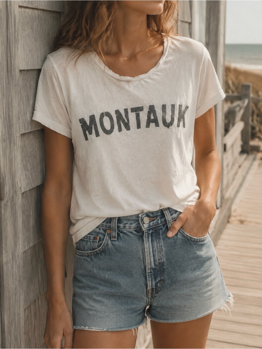 Brandy Melville John Galt Montauk Graphic Tee White One Size Tagless